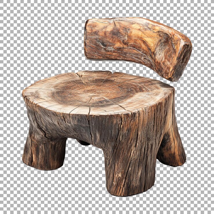 PSD estol de madera en un fondo transparente generado por ai
