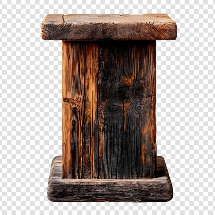 PSD estol de madera rústico con textura de madera quemada para la decoración del hogar