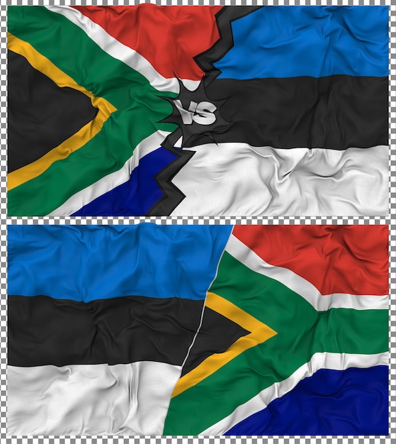 Estonia contra Sudáfrica Media bandera combinada con textura 3D de la tela