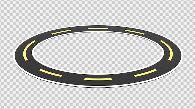PSD estrada sinuosa circular curva isolada ilustração 3d