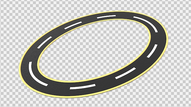 PSD estrada sinuosa circular curva isolada ilustração 3d