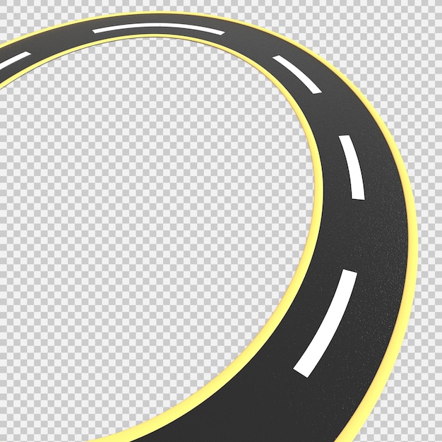 Estrada sinuosa circular curva isolada ilustração 3d