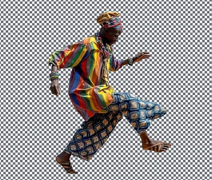 PSD estranha dança tradicional ewe isolada em fundo transparente