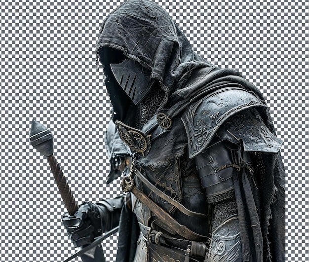Estranho Darius Blackthorn Cavaleiro da Morte isolado em fundo transparente