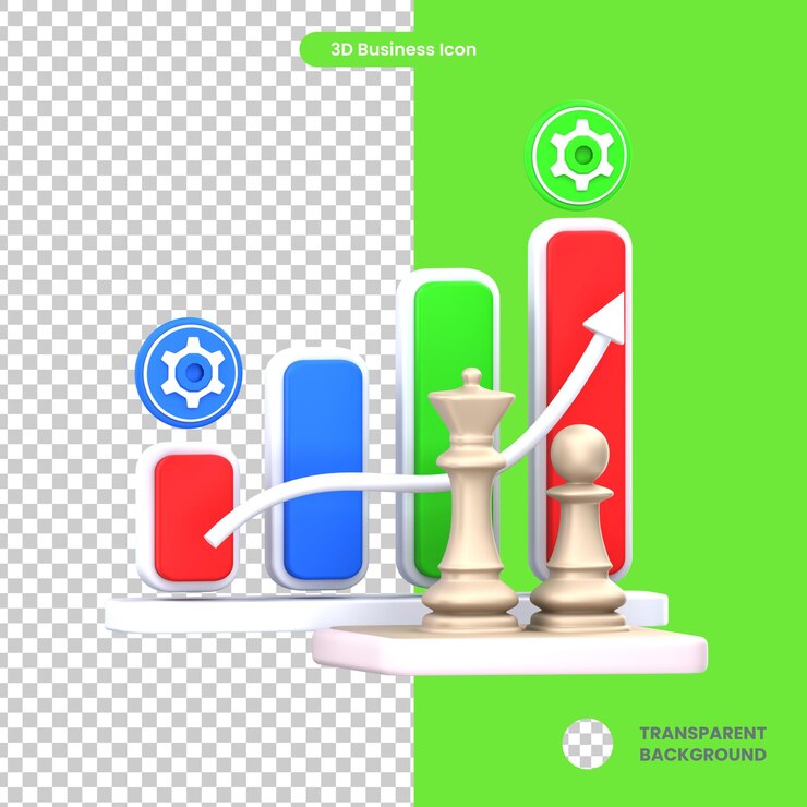 PSD estrategia de negocio renderizada en 3d aislada en el fondo transparente