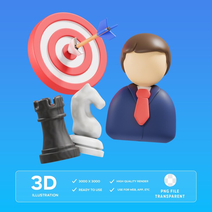 PSD estrategia psd 3d ilustración en 3d