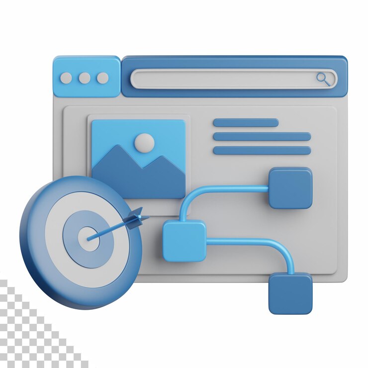 PSD estrategia web de renderización 3d aislada útil para la optimización de sitios web de seo y otros