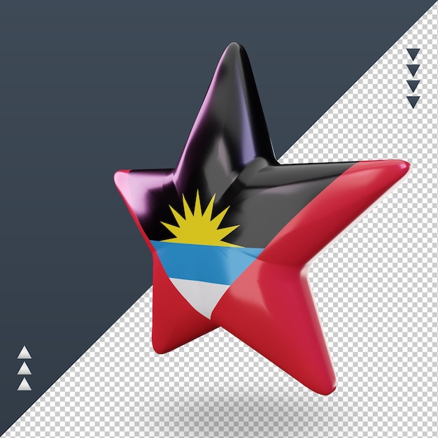 PSD estrela 3d da bandeira de antígua e barbuda renderizando a vista correta