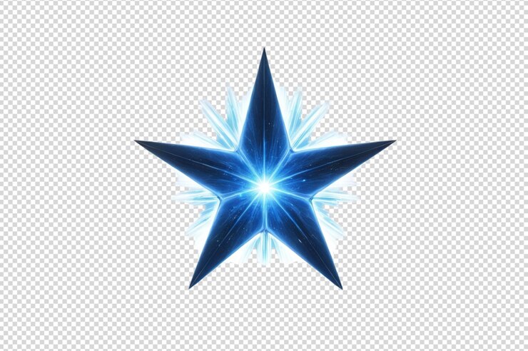 PSD estrela azul brilhante irradia luz interminável
