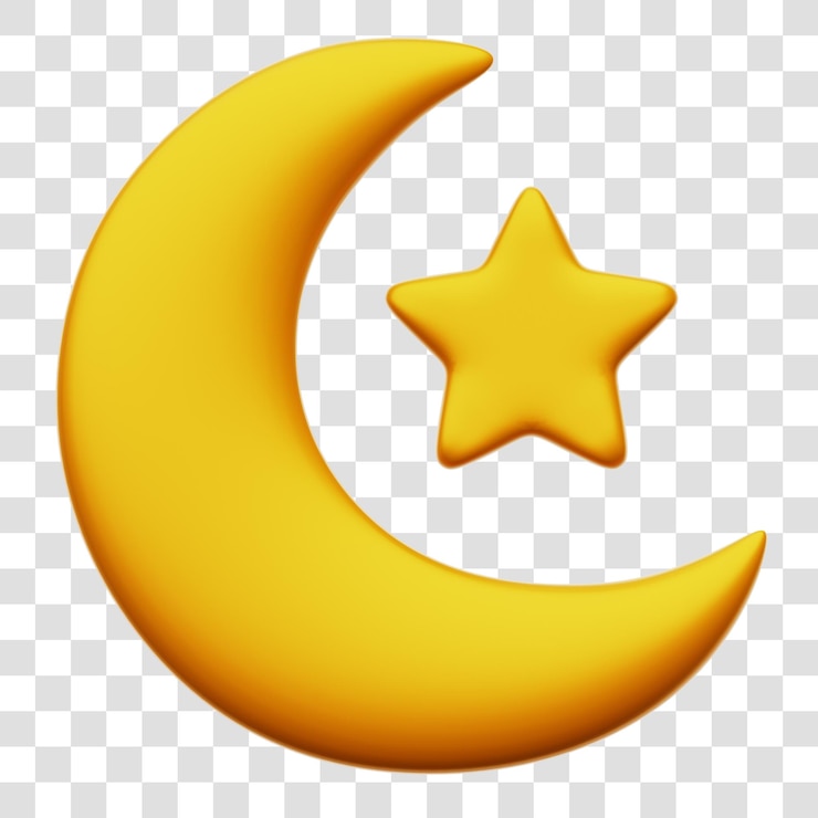 PSD estrela da lua muçulmana 3d rendering icon isolado fundo transparente