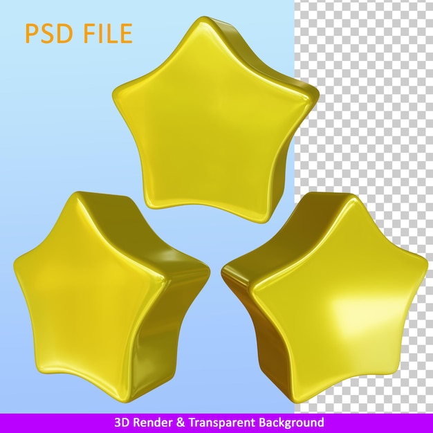 PSD estrela de ilustração de renderização 3d