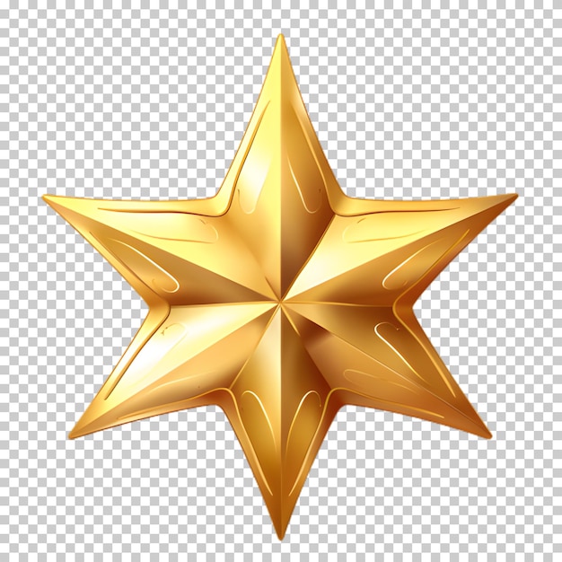 Estrela dourada 3d isolada em fundo transparente.