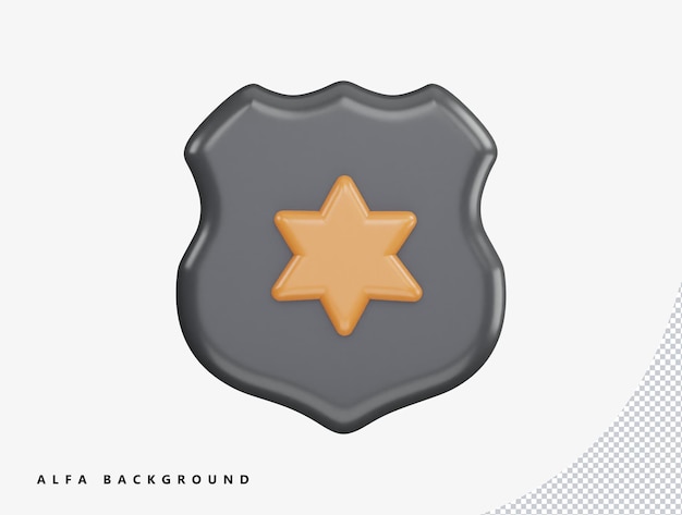 PSD estrelar e proteger escudo com ilustração de ícone vetorial de renderização 3d
