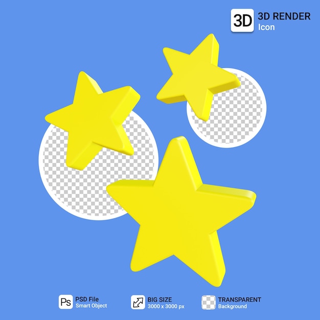 Estrelas 3d com fundo transparente