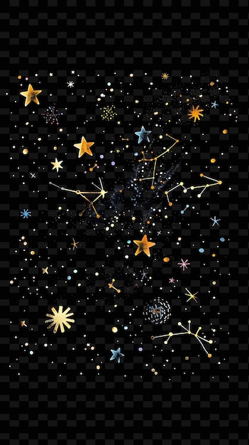 PSD estrelas brilhantes e constelações espalhadas pela composição y2k textura forma arte de decoração de fundo