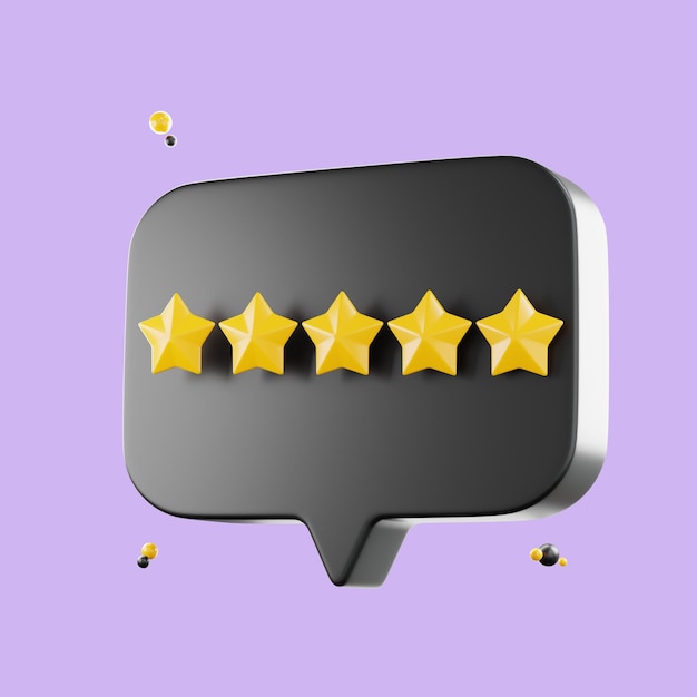 Estrelas de classificação de revisão 3d para a melhor classificação de serviços excelentes Cinco estrelas