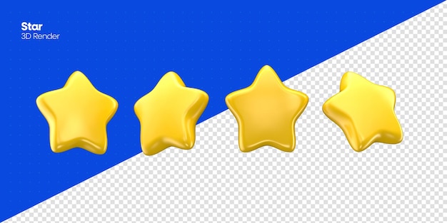 Estrelas de renderização 3d amarelas psd isoladas para composição