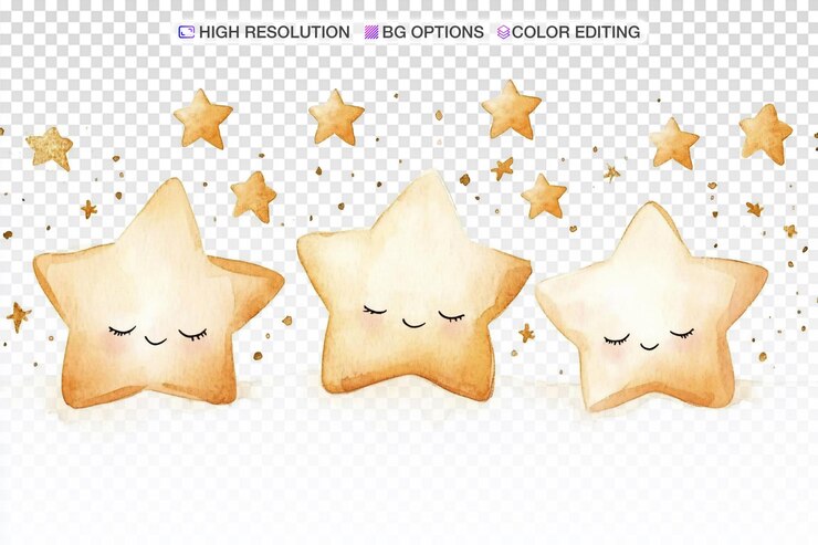 PSD estrelas douradas caprichosas em estilo de aquarela suave