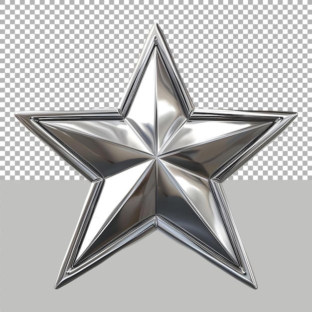 Estrella 3d plateada en fondo transparente generada por ai