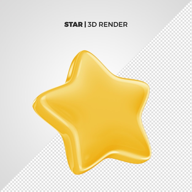 Estrella amarilla de representación 3D aislada para composición