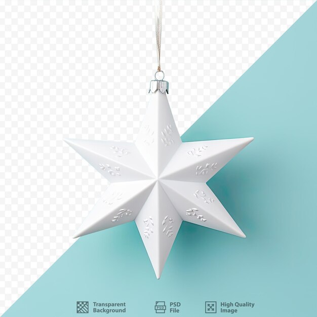 PSD estrella blanca que adorna el árbol de navidad.