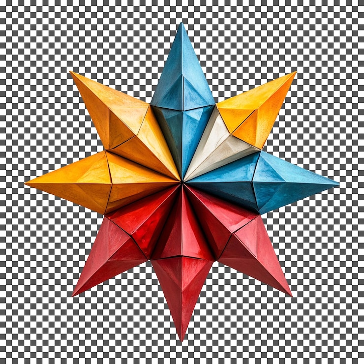 PSD una estrella de colores aislada sobre un fondo transparente