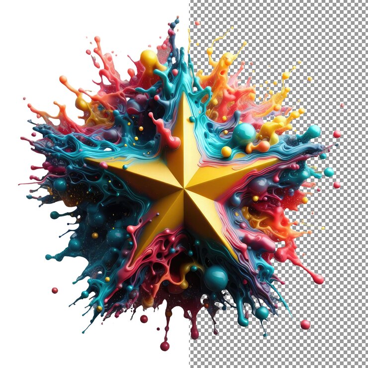 PSD la estrella de colores aislada de splashy stardust