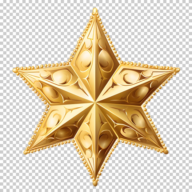 PSD estrella dorada en 3d aislada sobre un fondo transparente.