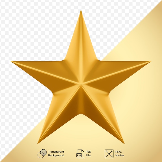Estrella dorada formas realistas elemento de diseño decoración en fondo transparente ilustración 3d