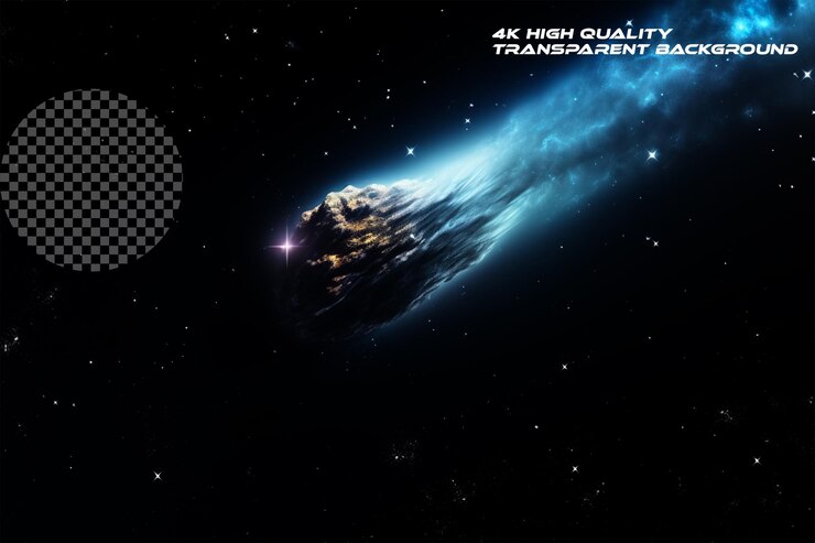 PSD estrella espacial de cometa y nube en 16k fondo transparente