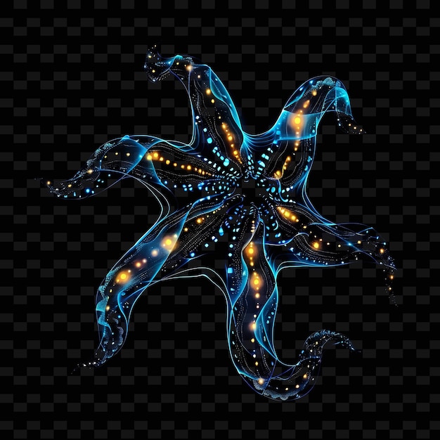 Estrella frágil del mar profundo con formaciones de rocas del mar profundo y criaturas marinas colecciones de colores de neón