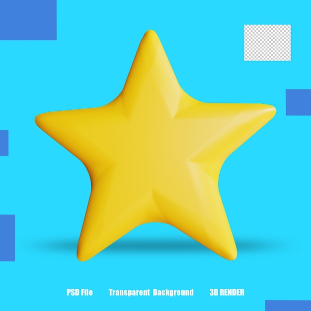 PSD estrella del icono del render 3d