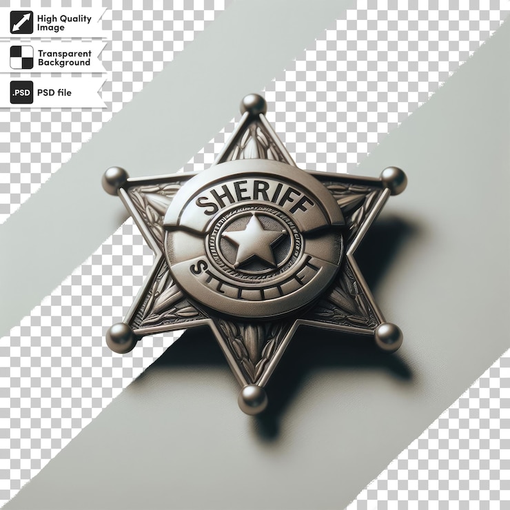 PSD estrella de la insignia dorada del sheriff de psd en fondo transparente con capa de máscara editable