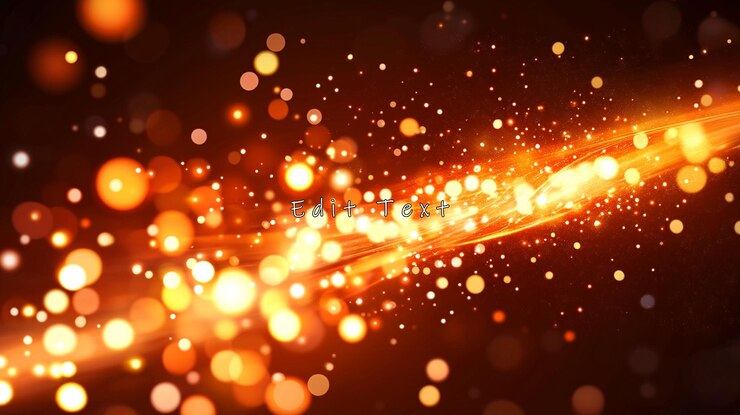 PSD estrella de luz naranja y dorada resplandeciente abstracta con efecto bokeh en fondo oscuro