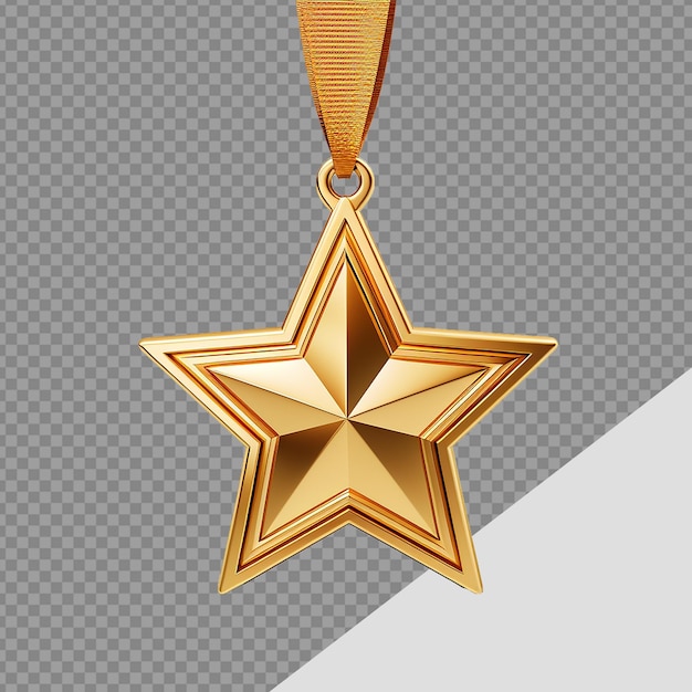 PSD estrella de medalla de oro 3d png aislada en un fondo transparente