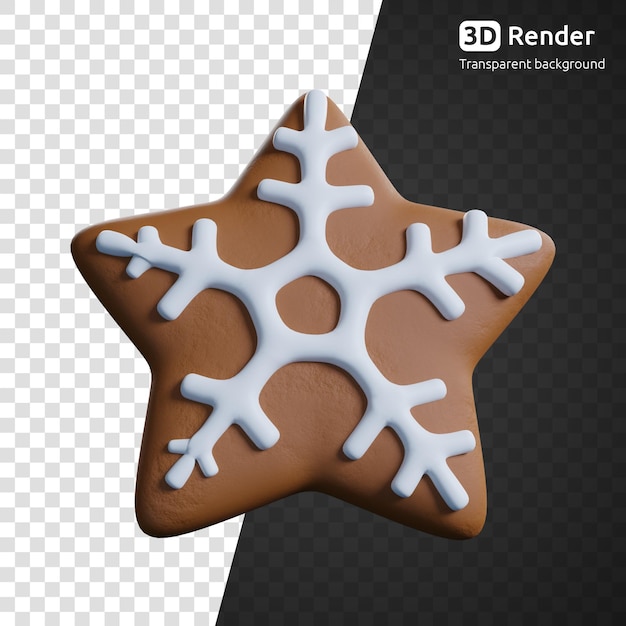 PSD estrella de pan de jengibre 3d aislada