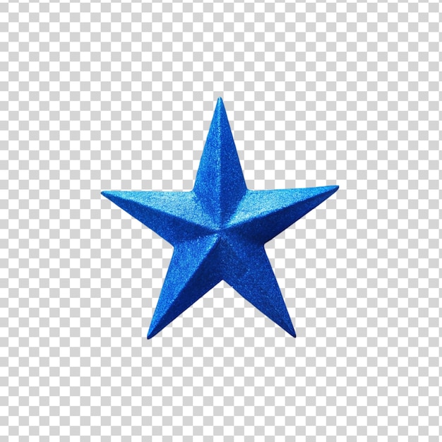 Estrella de papel azul aislada sobre un fondo transparente