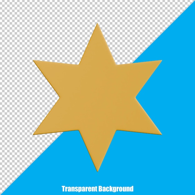 Estrella simple en 3D con un aspecto realista sobre un fondo transparente