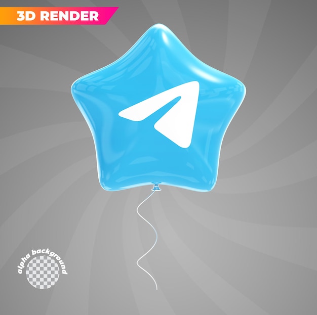 Estrella telegrama icono de redes sociales globos representación 3d