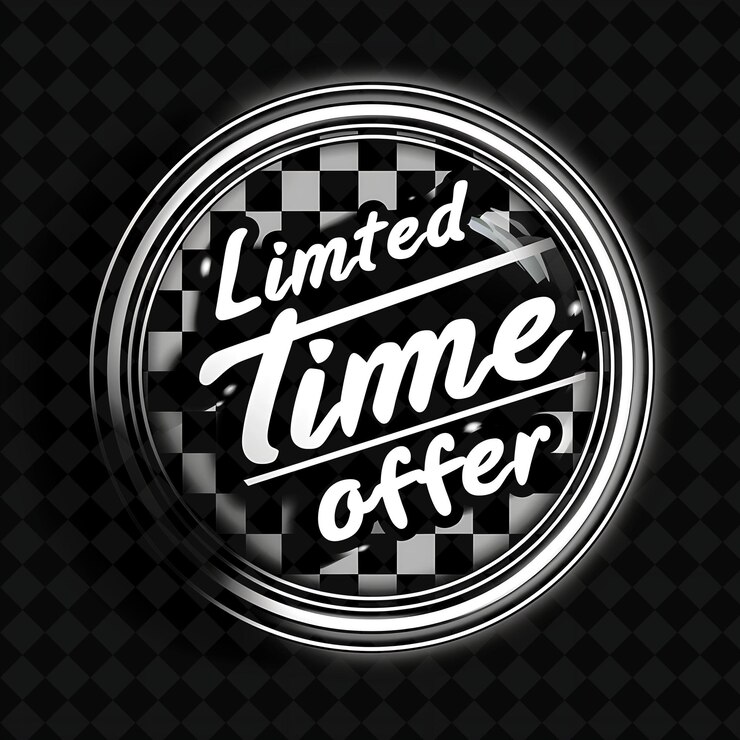 PSD estrellante contraste de neón de oferta de tiempo limitado texto en negro un png y2k diseños decorativos de post de venta