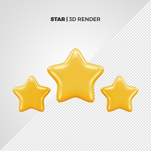 Estrellas amarillas de representación 3D aisladas para composición
