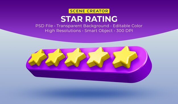 estrellas de calificación 3D render