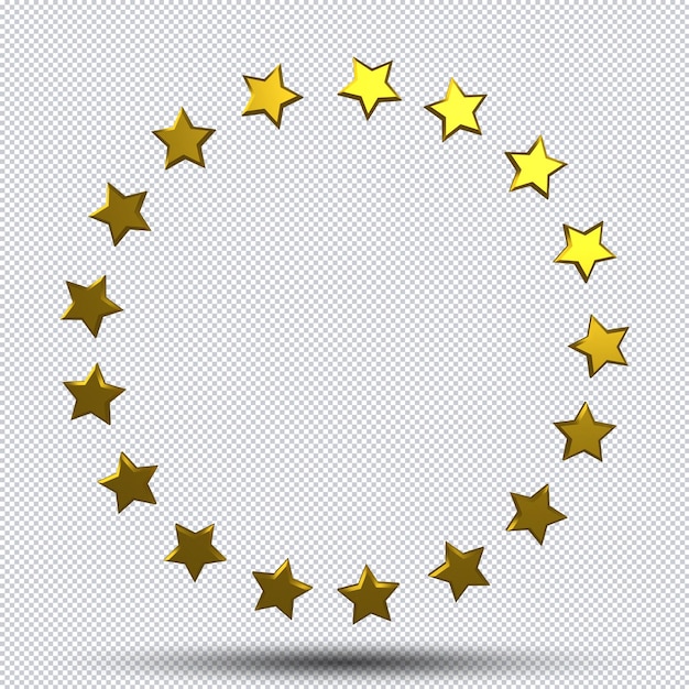 Estrellas doradas circulares realistas aisladas para la revisión y decoración de comentarios de calificación del cliente