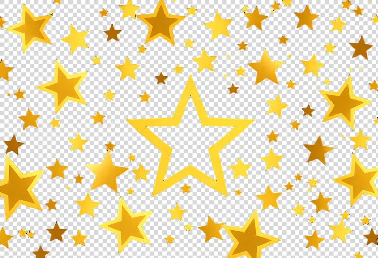 PSD estrellas doradas sobre un fondo transparente