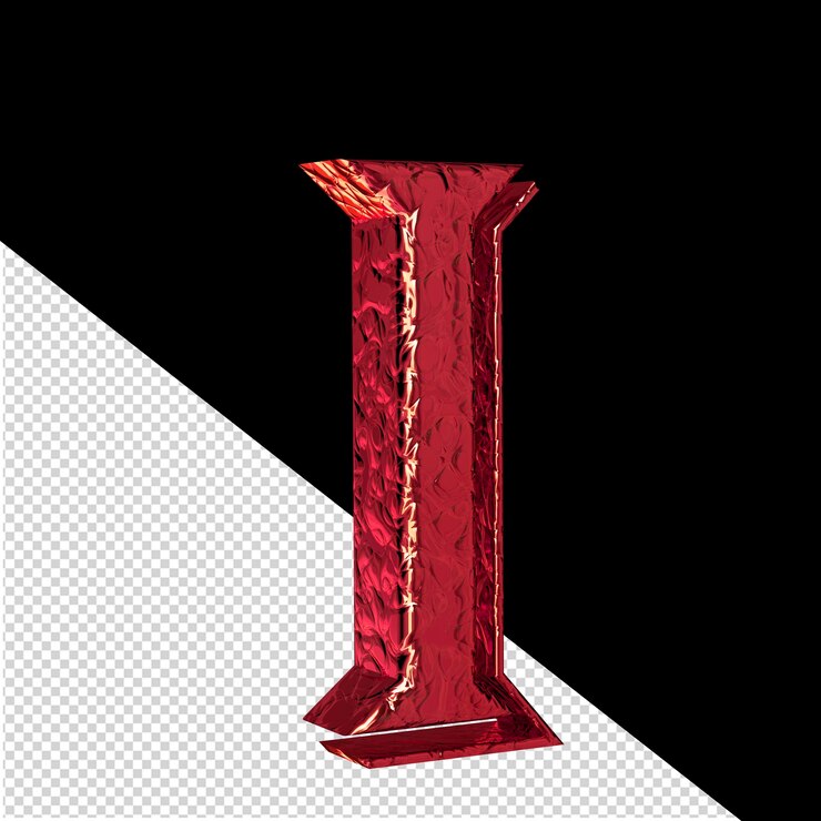 PSD estriado rojo símbolo 3d vista lateral izquierda letra i