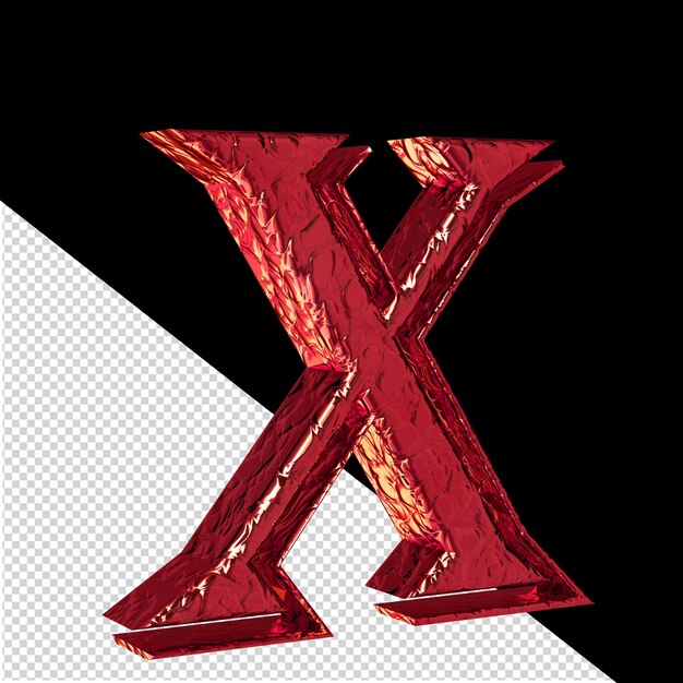 Estriado rojo símbolo 3d vista lateral izquierda letra x