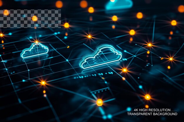 PSD estructura abstracta de computación en la nube el concepto de transferencia de datos en un fondo transparente