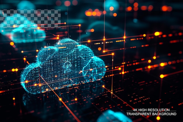 Estructura abstracta de computación en la nube el concepto de transferencia de datos en un fondo transparente