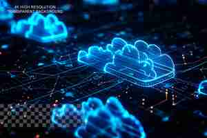 PSD estructura abstracta de computación en la nube el concepto de transferencia de datos en un fondo transparente