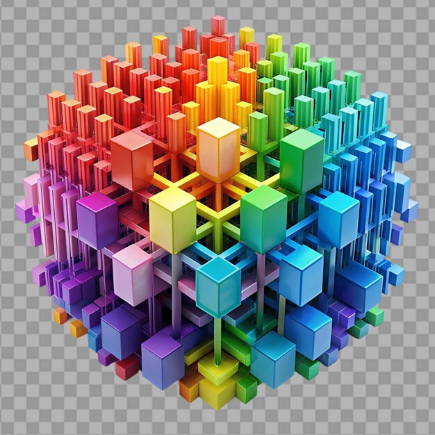 estructura abstractamente colorida aislada sobre un fondo transparente